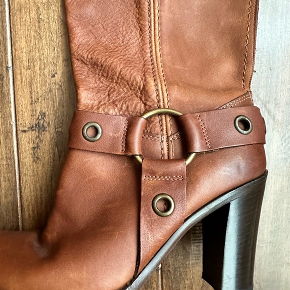 GORGEOUS ITALIAN MADE TAN HARNESS ENGINEER BOOTS - Picture 2 of 10